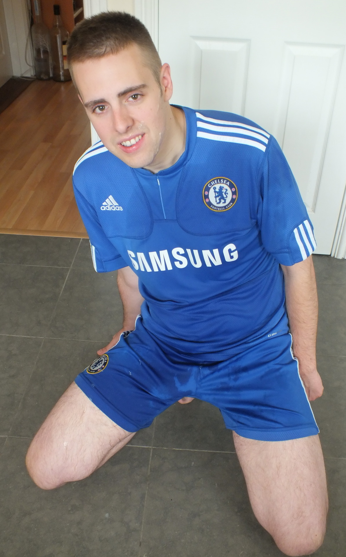 A Potential New Slave - Part 2 In Football Kit and Covered in My Piss and Spunk I want to hear from all my followers as to whether you find this slave horny and if so what do you want to see me do with it in the future.