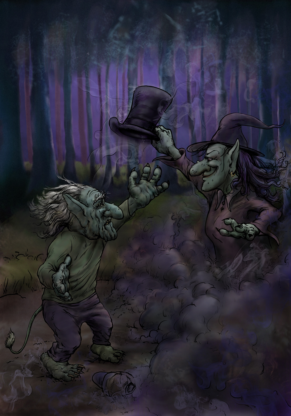 Troll Master has his top hat taken by his sister the Troll witch! ©2012 Peter Kimmins 