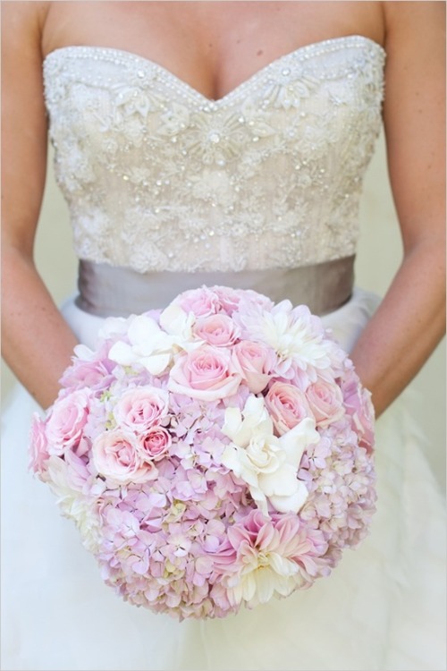 Fluffy Wedding Bouquet of Pink Purple Hydrangeas