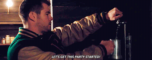 GIF "Let's get this party started" with Chris Hemsworth.